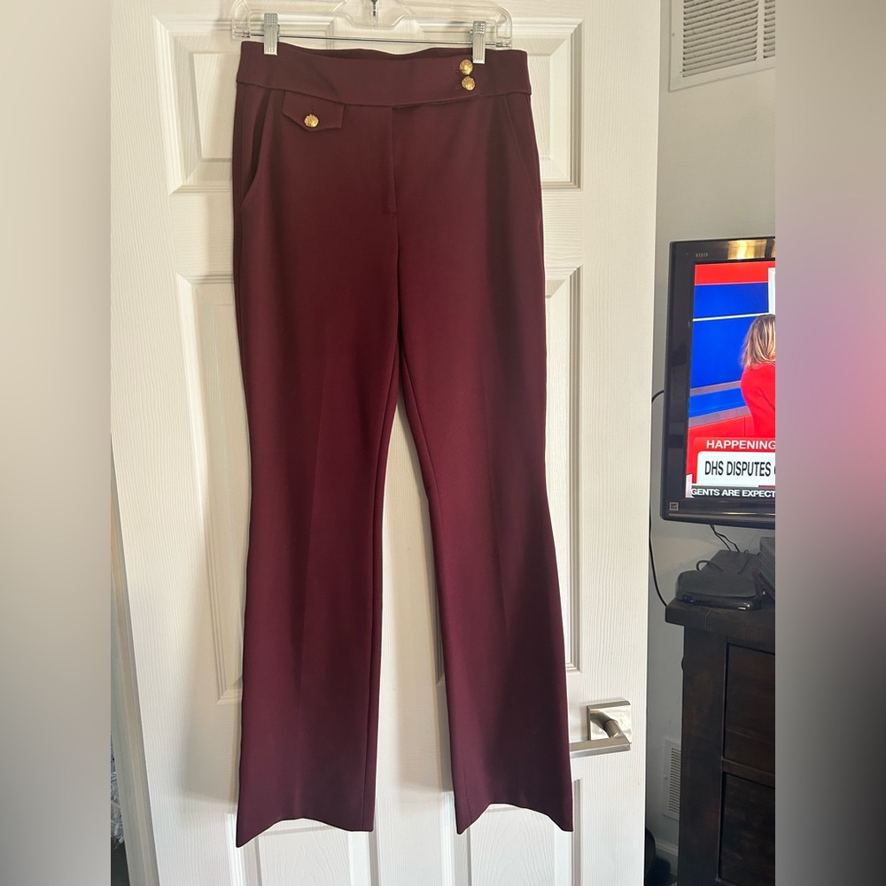 White House Black Market Burgundy Flare Pants
